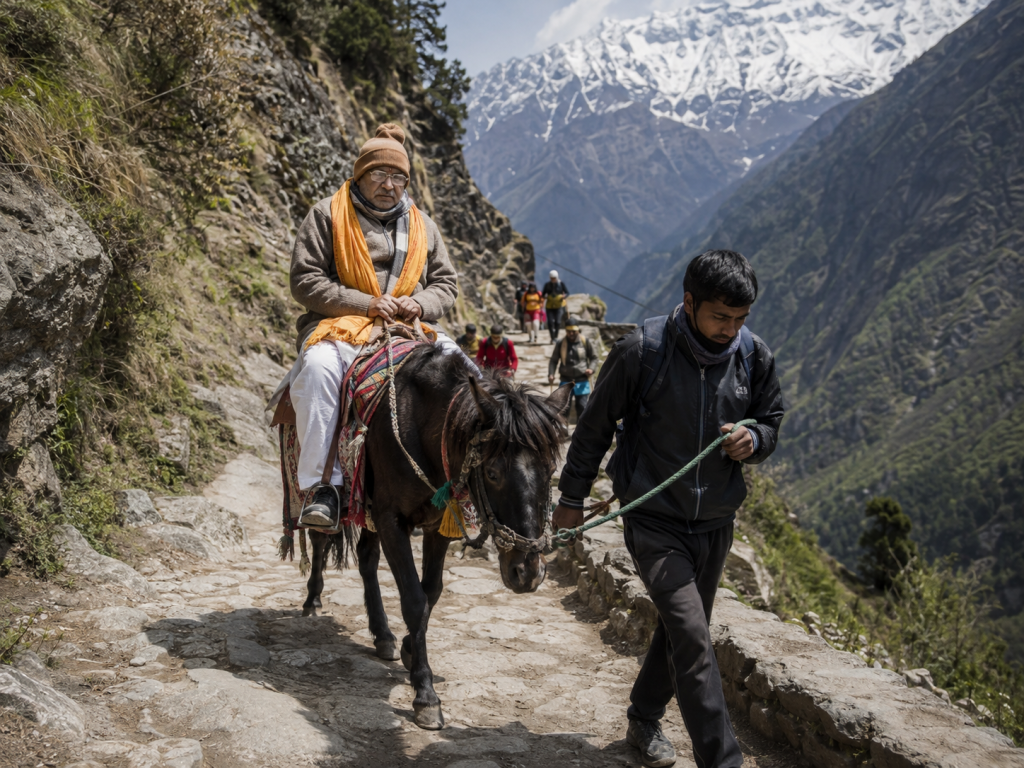 Pony assistance available on the Kedarnath trek