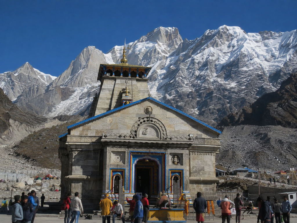 Kedarnath Temple during the Kedarnath and Badrinath Yatra