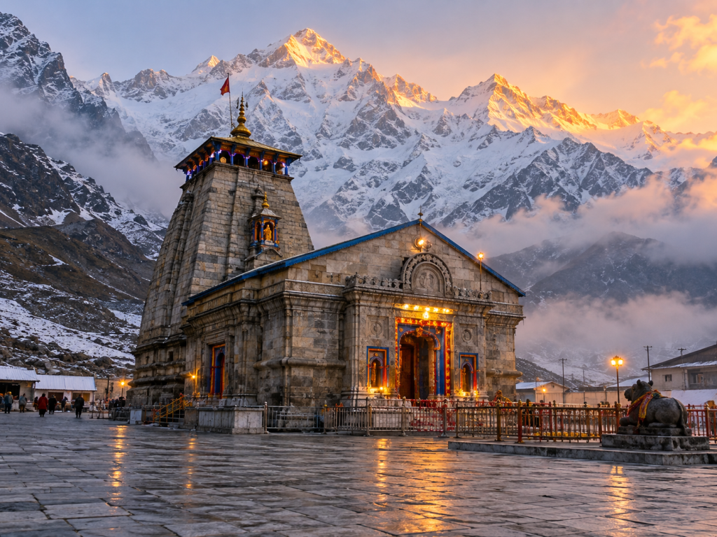 Kedarnath Temple during a spiritual Kedarnath Yatra
